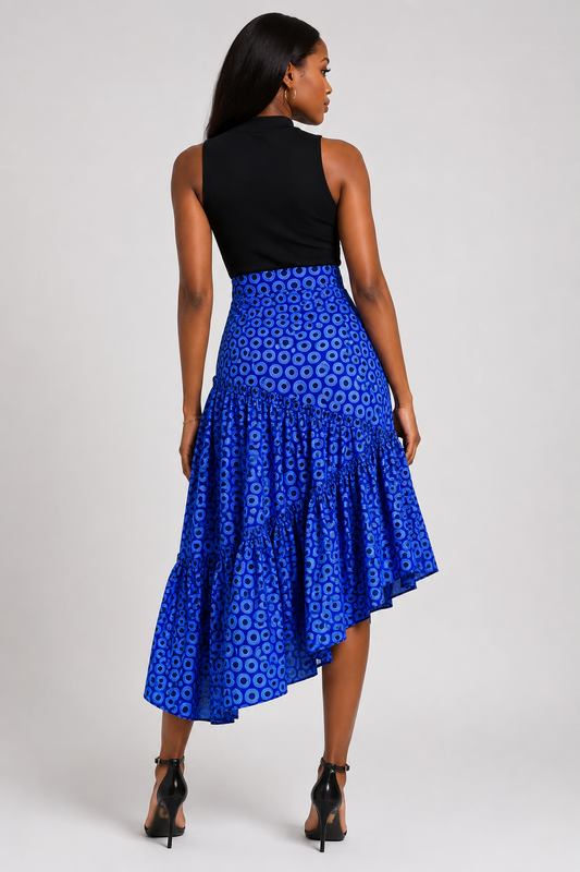 Sky Blue Shweshwe Print Wrap Skirt