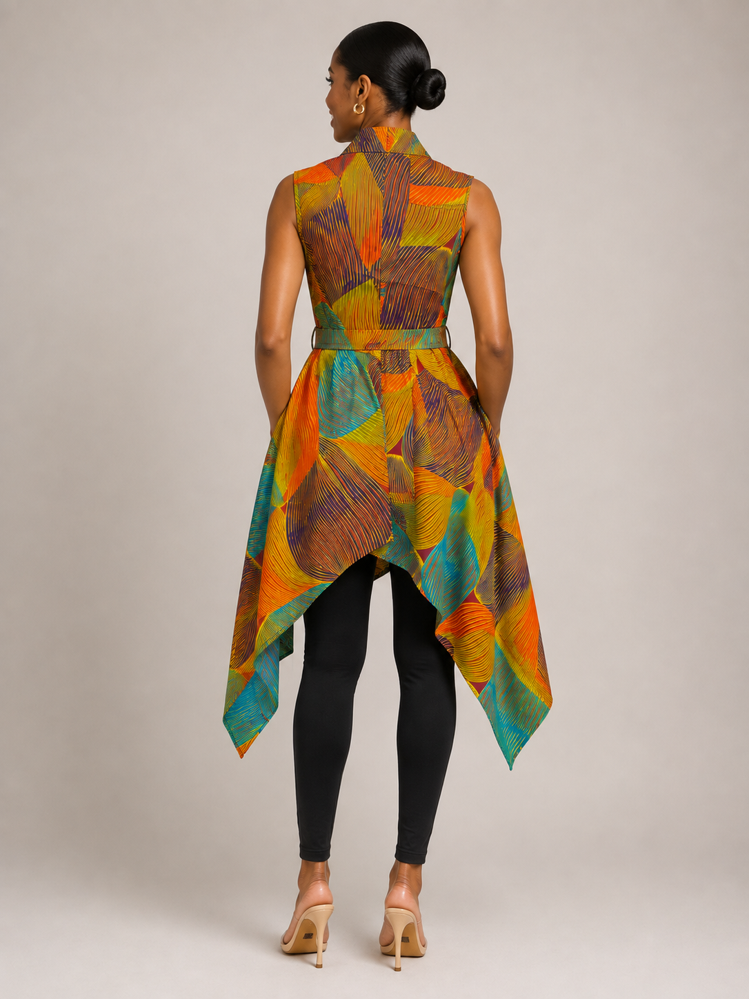 Sunset Wave African Print Wrap Tunic