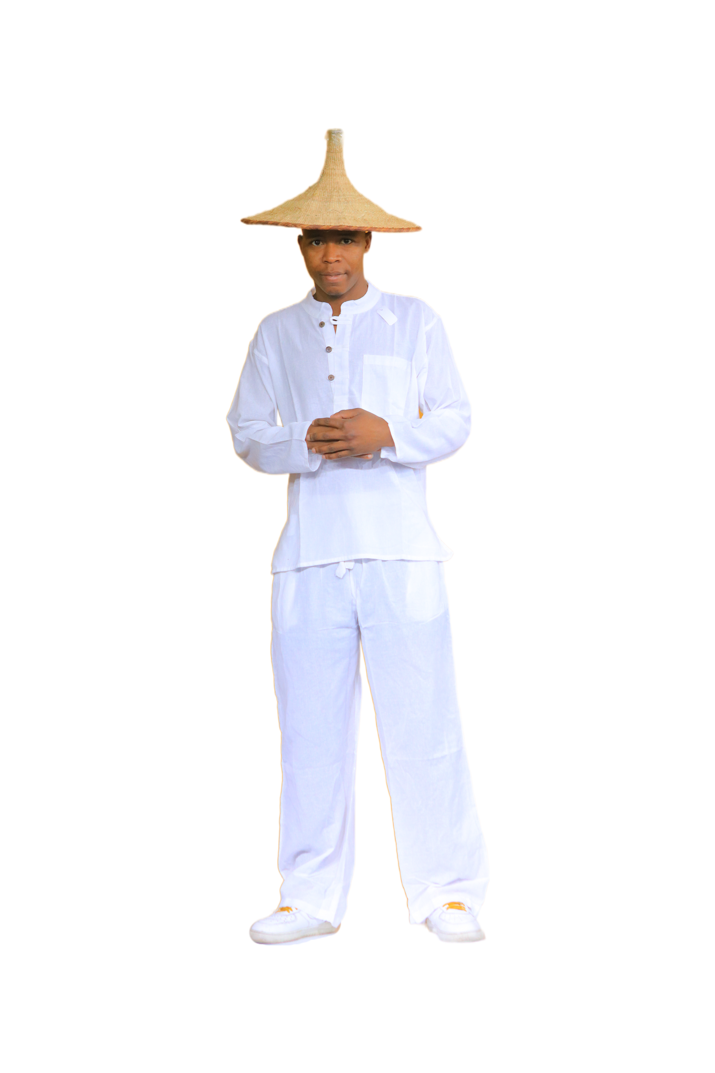 Men’s All White Long Sleeve Shirt & Jogger Pants Set