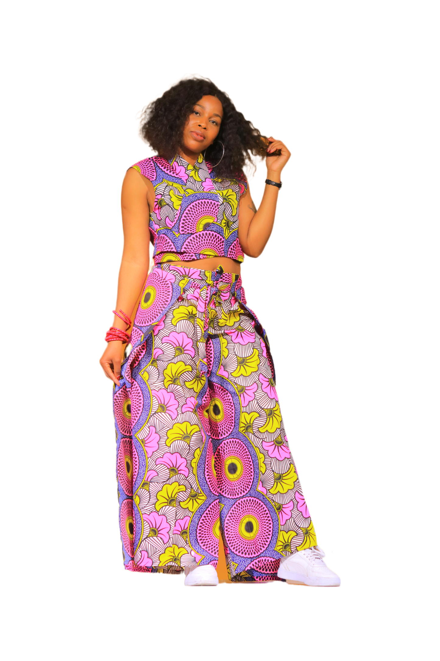 Ladies Sleeveless Crop Top and Wrap Pants set