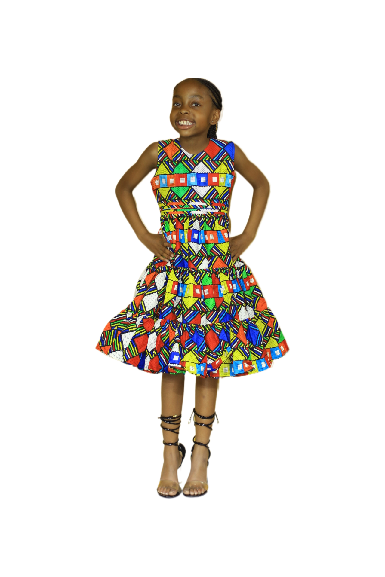 Vibrant Geometric Print Girls' Dress