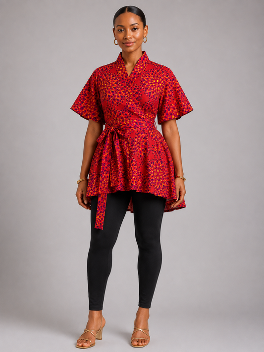 Zuri Radiance African Print Wrap Top