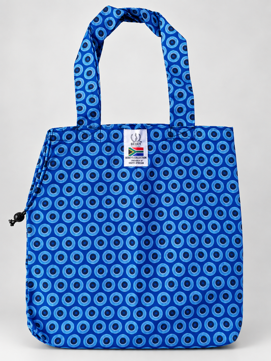 Indigo Circle African Print Tote Bag