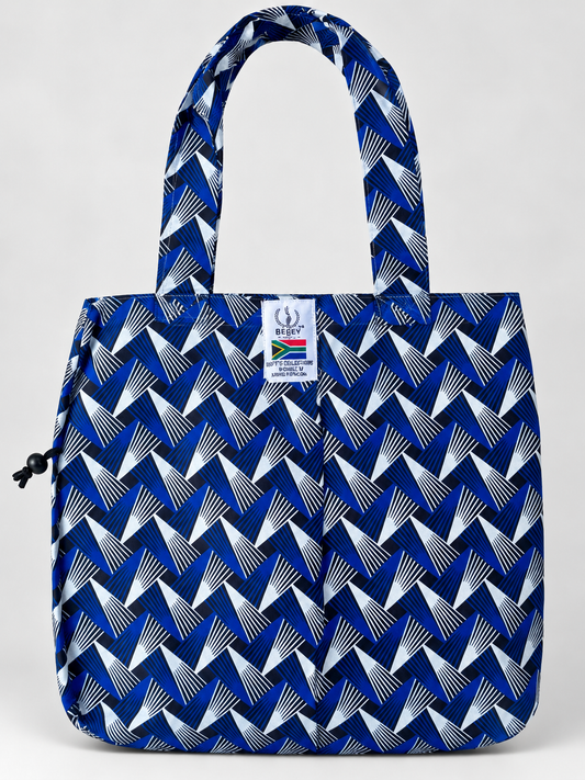 Royal Blue Geometric African Print Tote Bag
