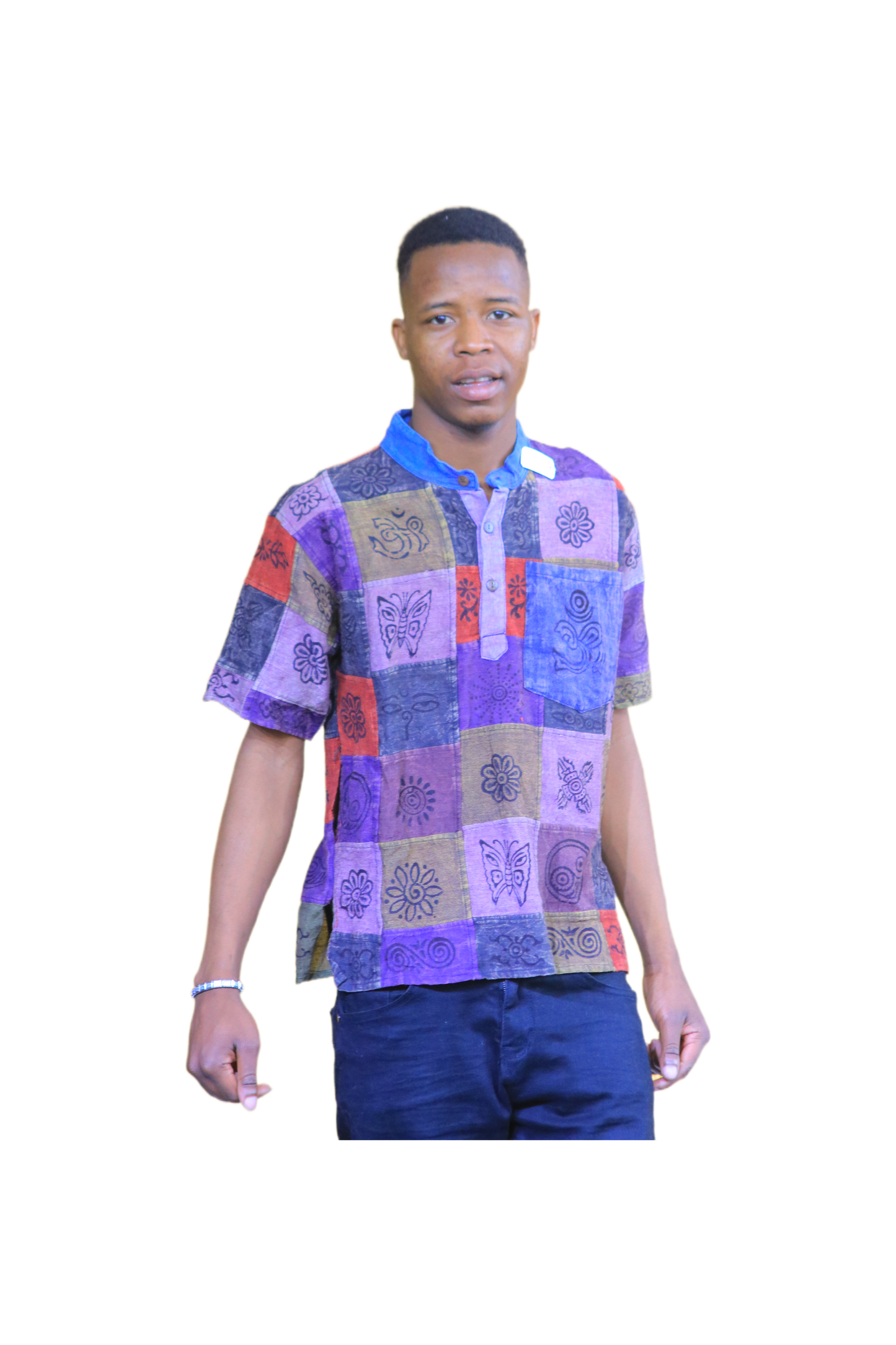 Men’s Patchwork Print Cotton Shirt