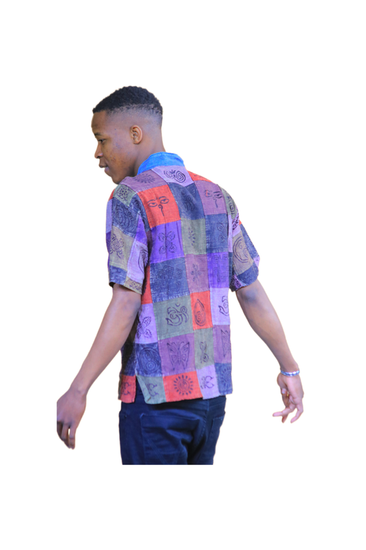 Men’s Patchwork Print Cotton Shirt