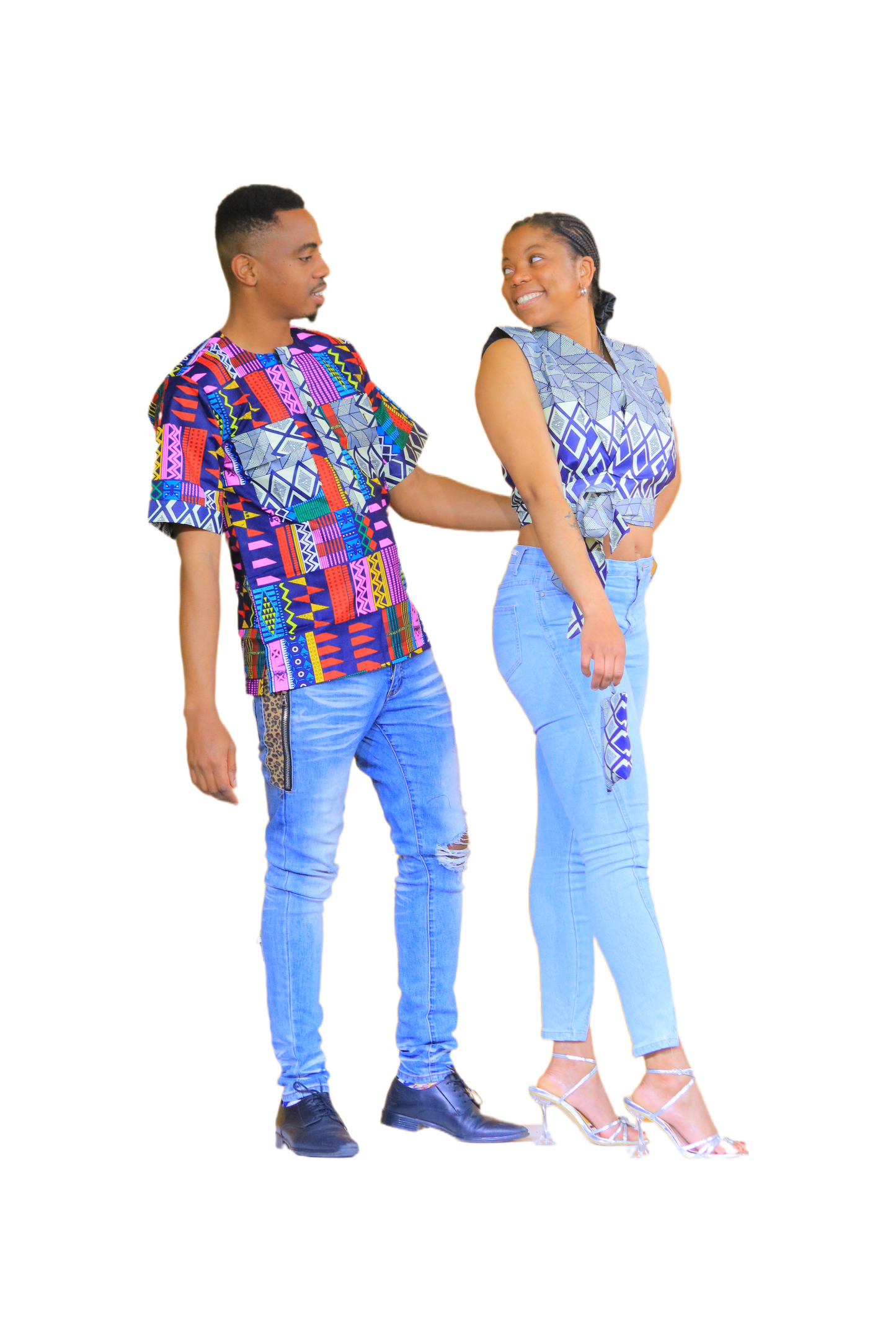 Ladies Wrap Crop Top & Men’s V-Neck T-Shirt Set