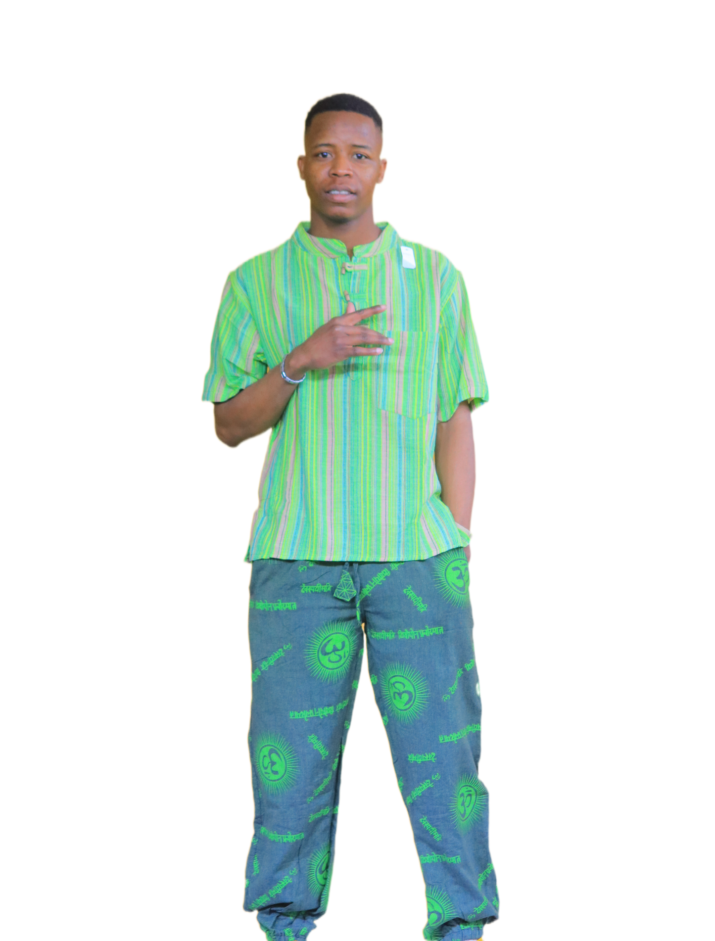 Green Stripe Top & Joggers Set