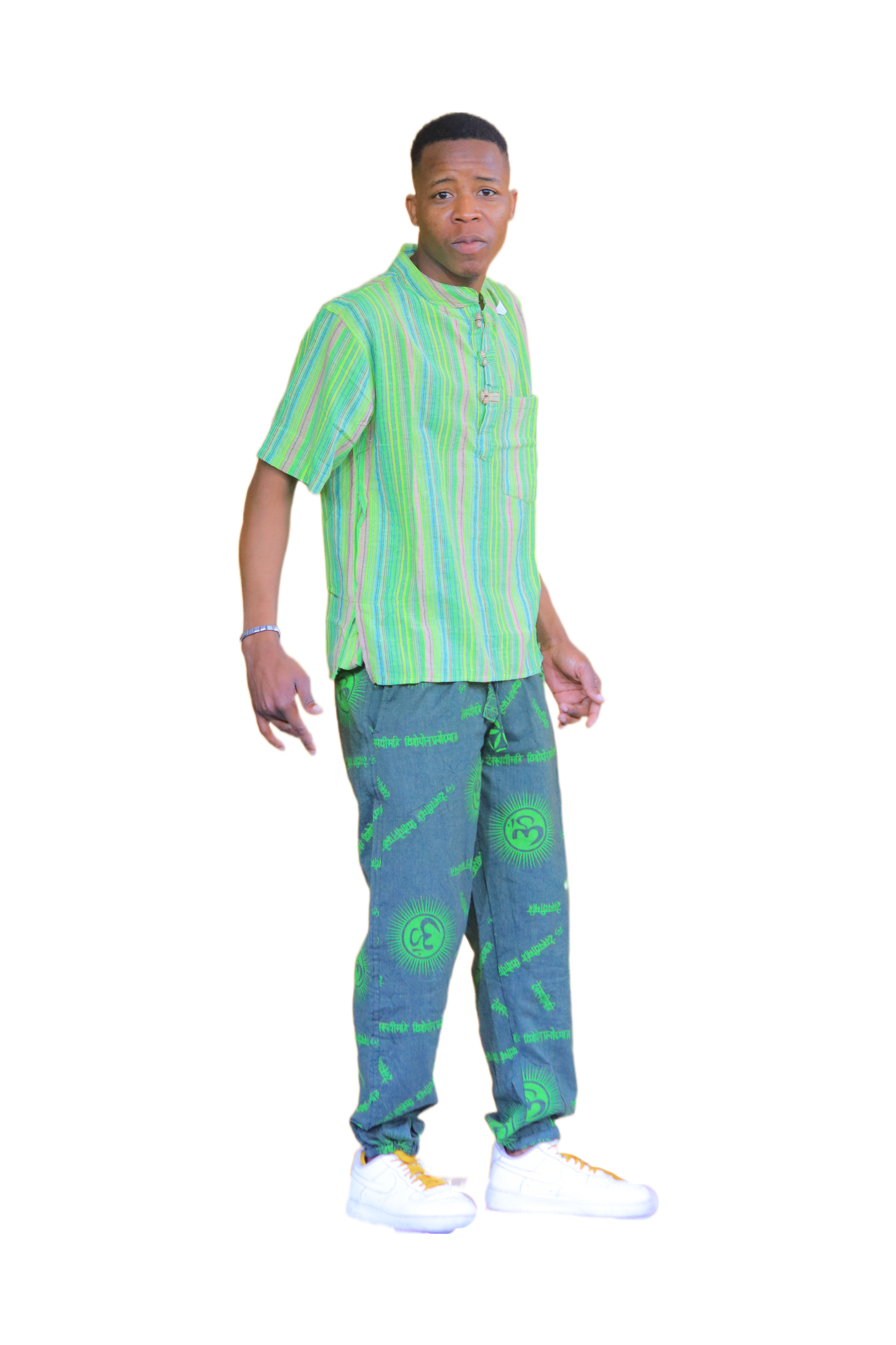 Green Stripe Top & Joggers Set