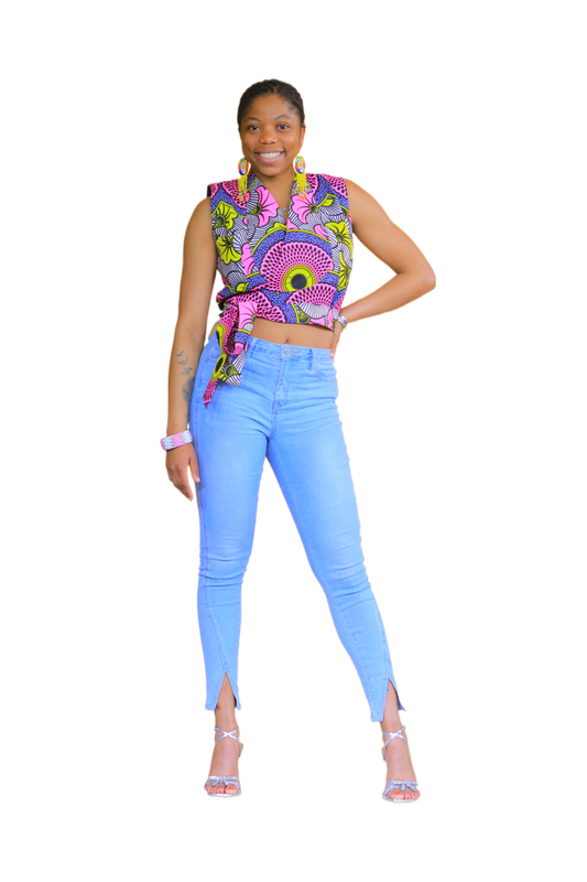 Ladies Ankara Wrap Crop Top