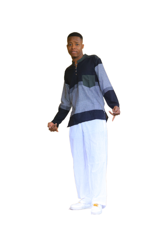 Men’s Black & Grey Long Sleeve Shirt & Jogger Pants Set