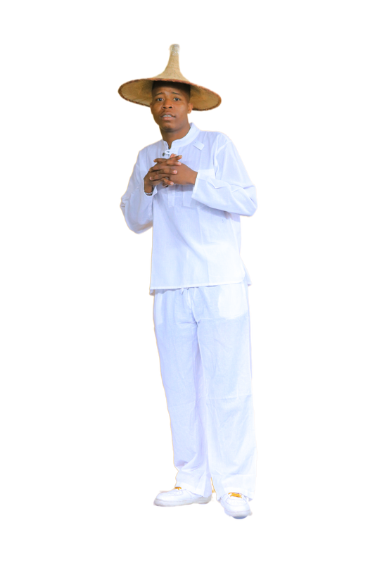 Men’s All White Long Sleeve Shirt & Jogger Pants Set