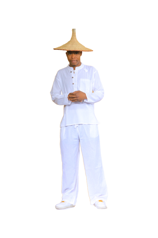 Men’s All White Long Sleeve Shirt & Jogger Pants Set