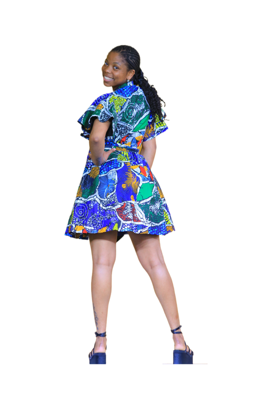 Ladies Kente Charm Flare Dress – Short Sleeve