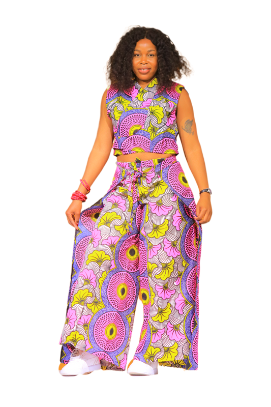 Ladies Sleeveless Crop Top and Wrap Pants set
