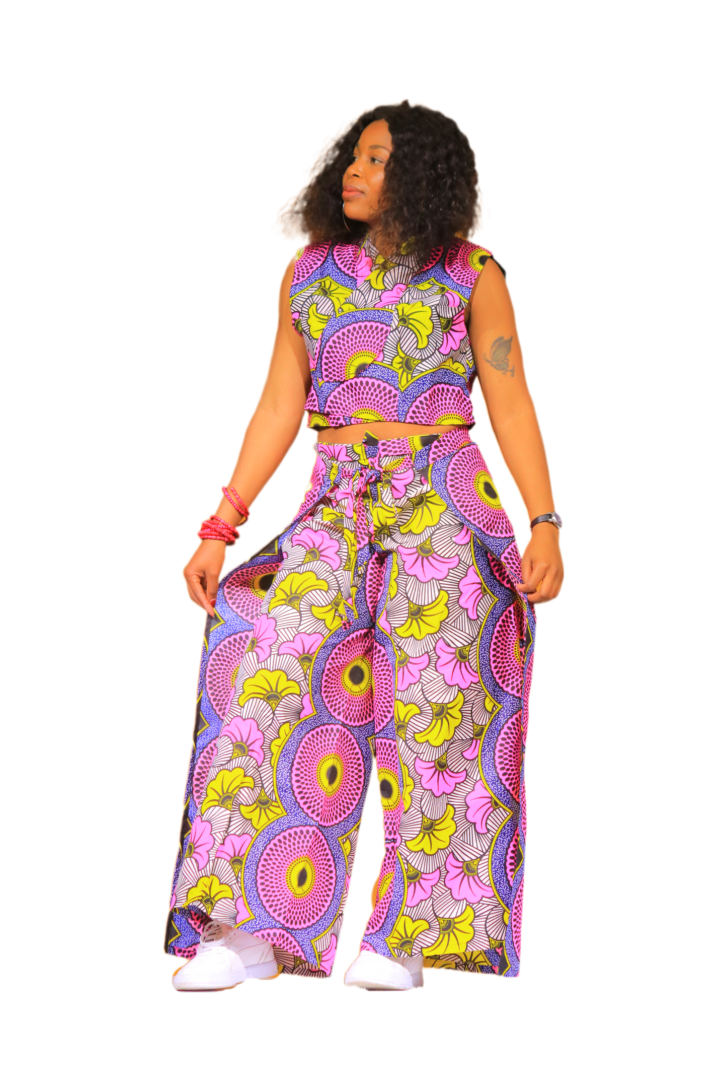 Ladies Sleeveless Crop Top and Wrap Pants set