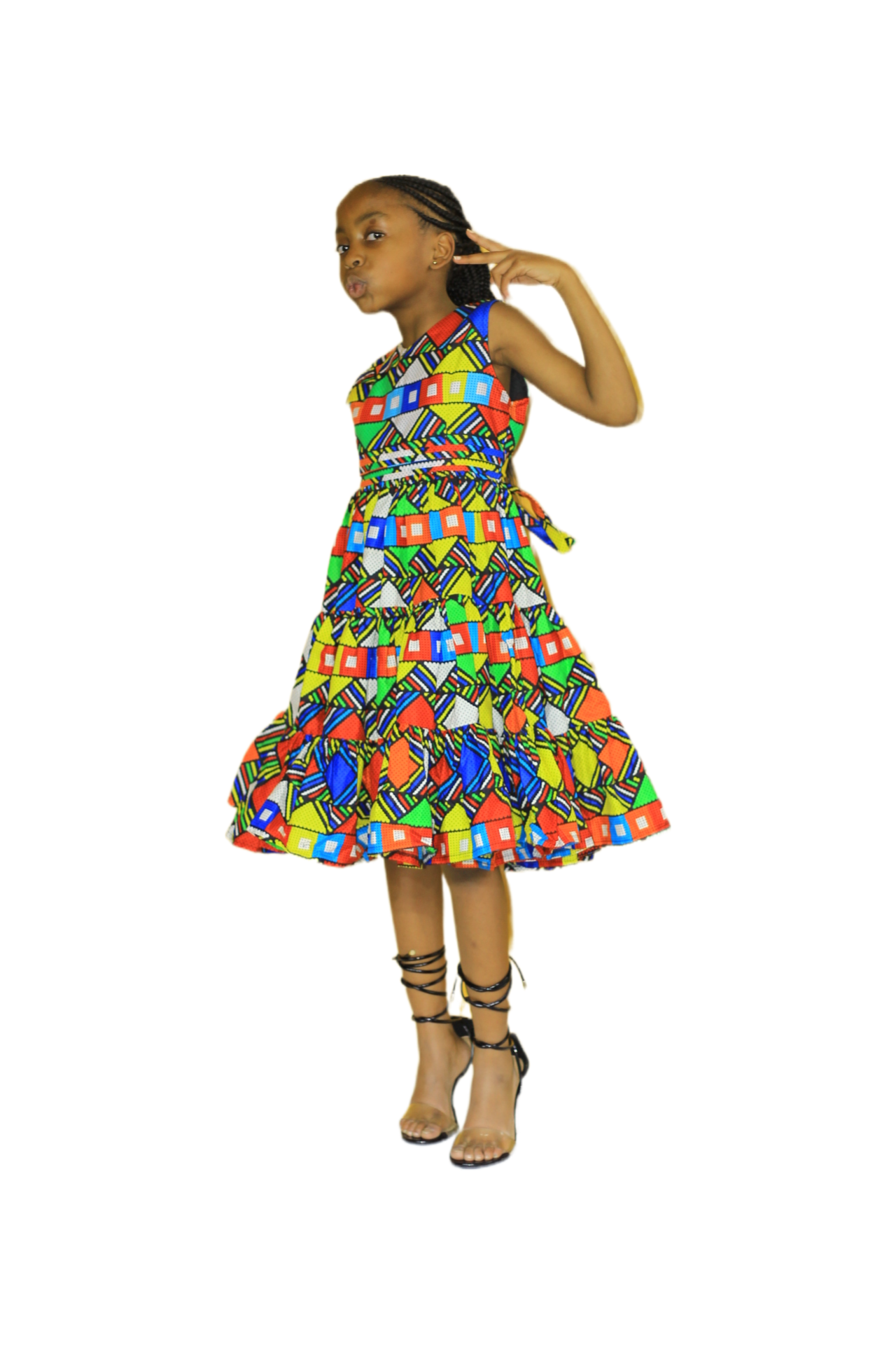 Vibrant Geometric Print Girls' Dress