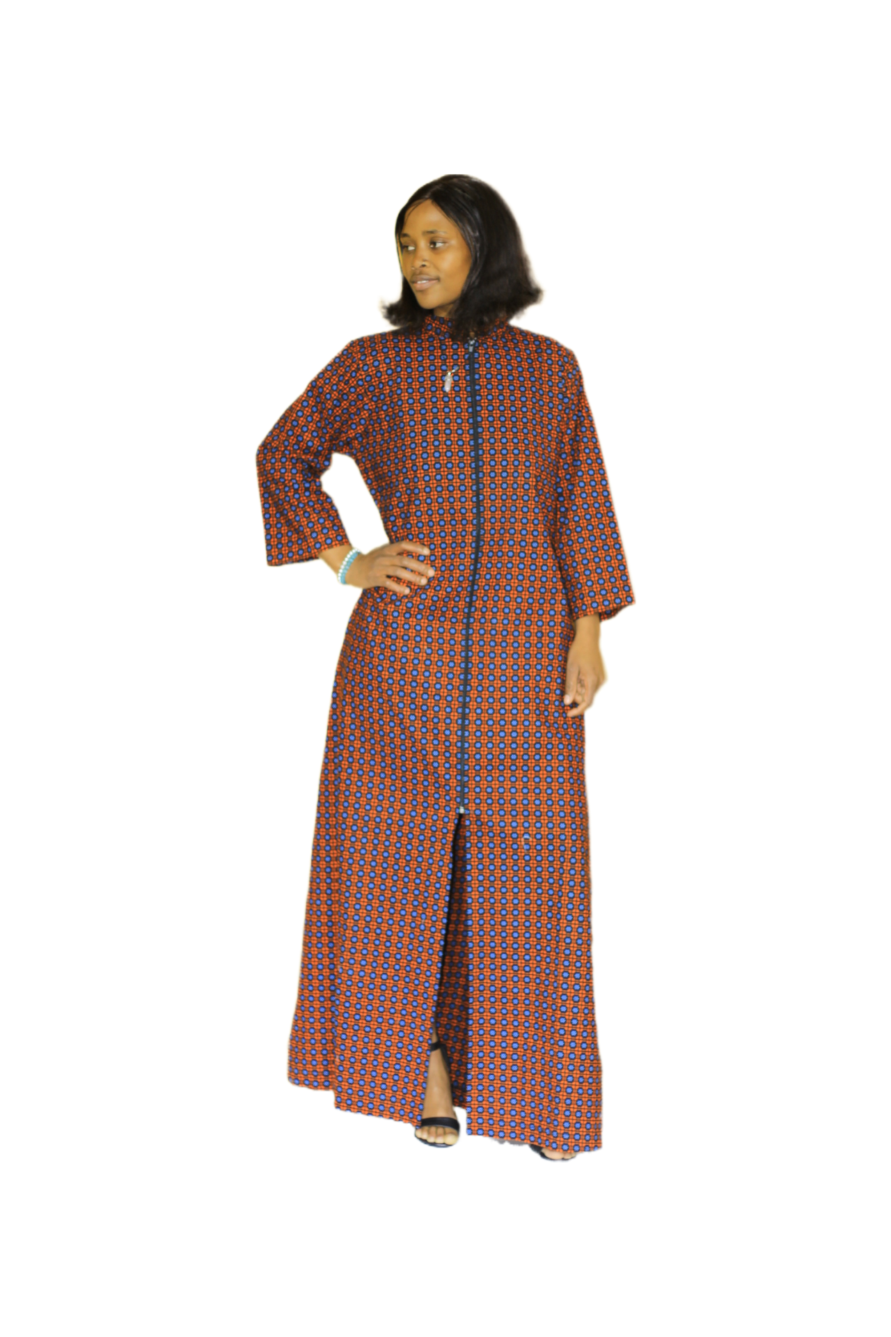 Ankara Long Zipper Dress