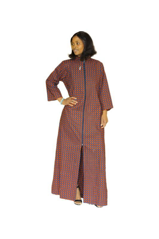 Ankara Long Zipper Dress
