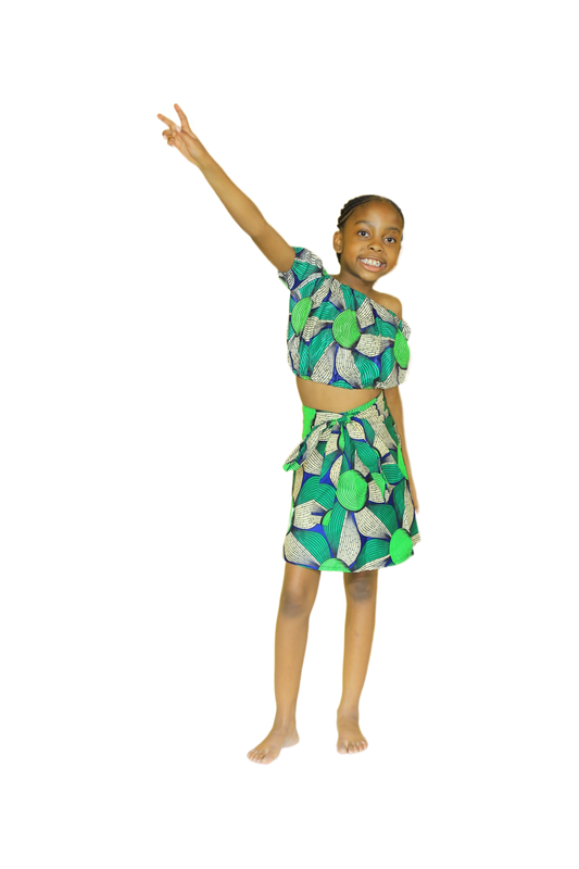 Vibrant African Print Two-Piece Set for Girls