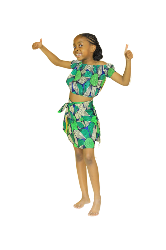 Vibrant African Print Two-Piece Set for Girls