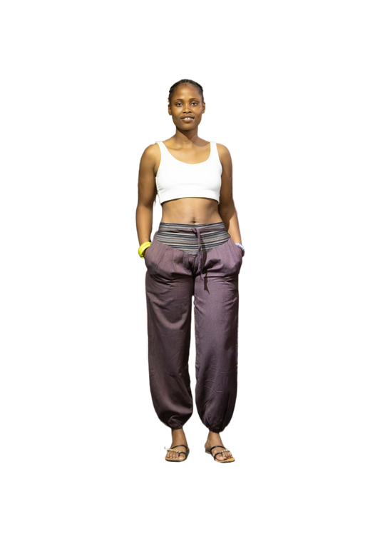 Cool & Comfy Harem Pants with Striped Waistband