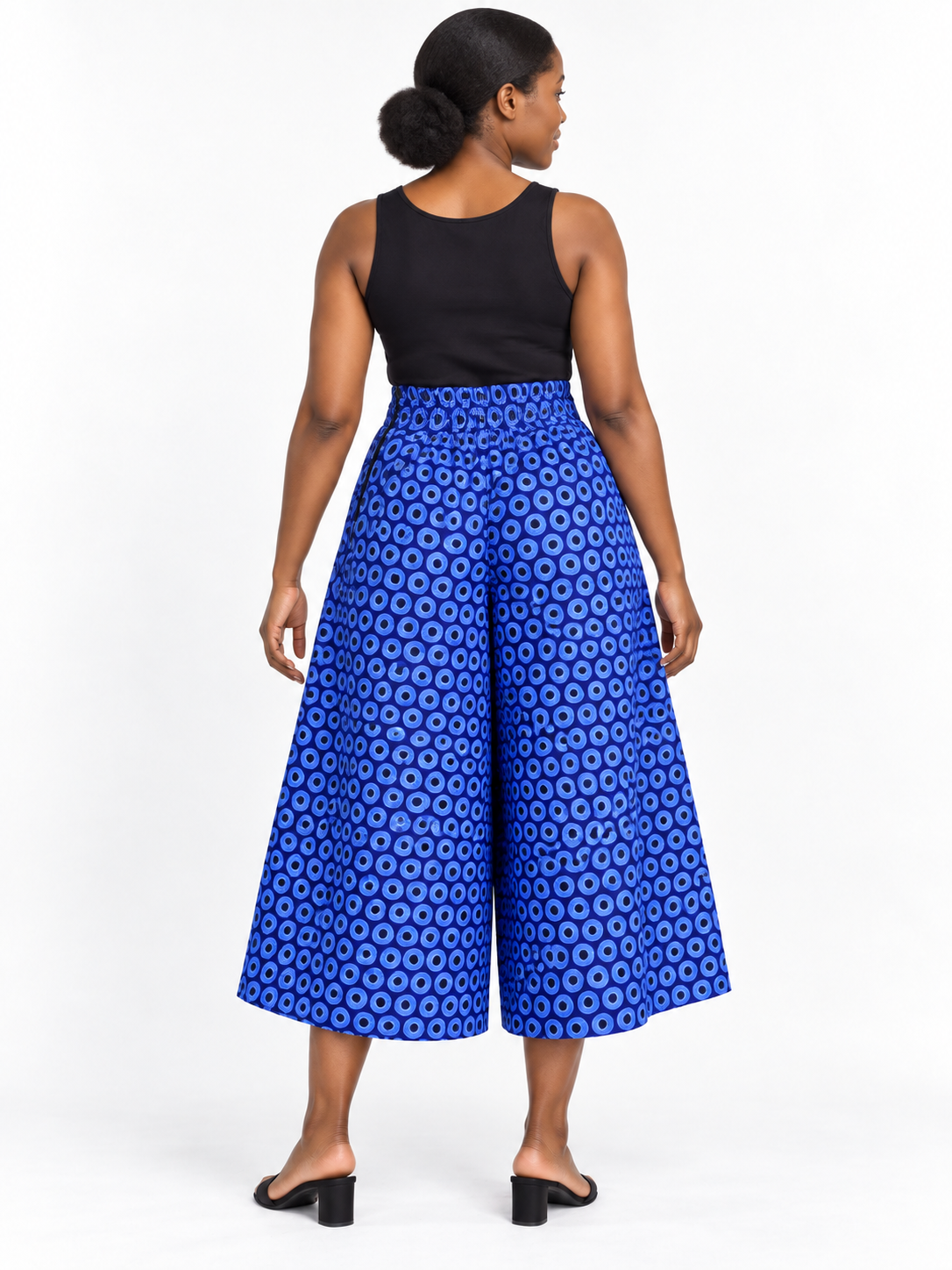 Cobalt Ring African Print Culottes — back view