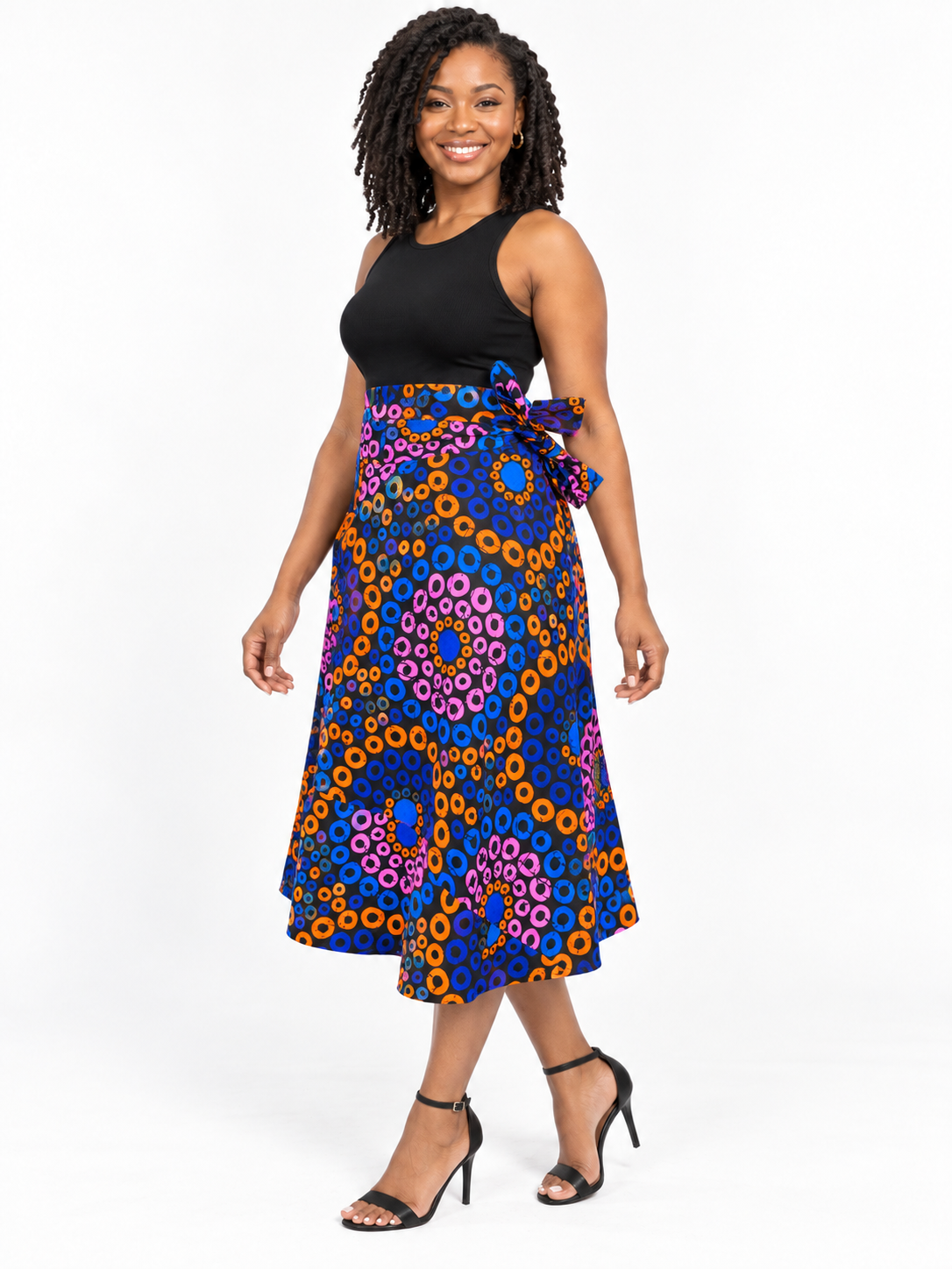 Multicolour Ring African Print Wrap Skirt — side view
